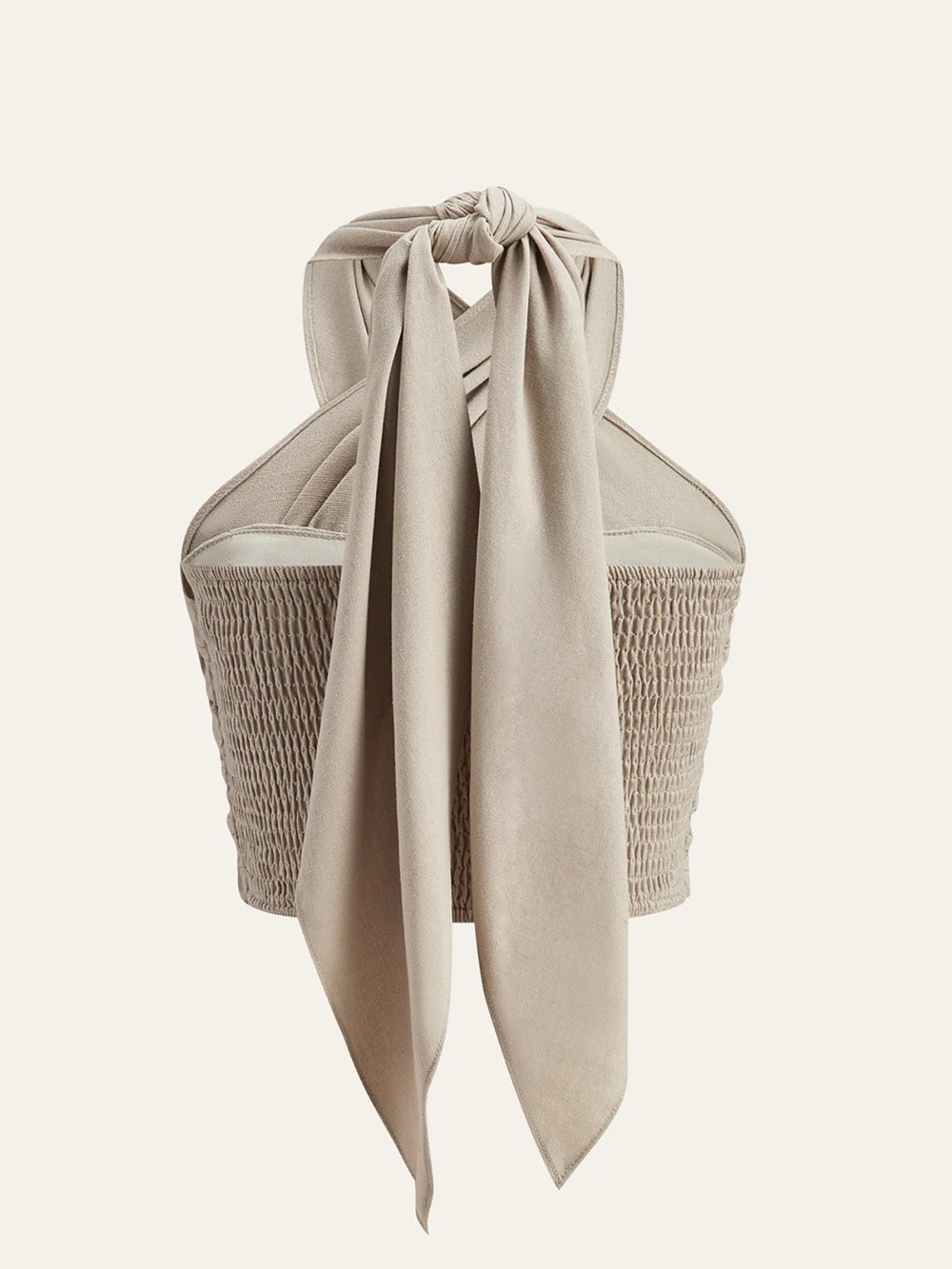 Commense Taupe Wrap Halter Crop Top - Picture 5 of 6
